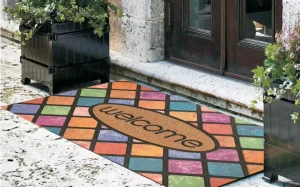 Customized 7.5mm Rubber Modern Reversible Washable Flocked Novelty Pattern Outdoor Door Mat