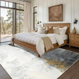 Customized Abstract Modern Faux Cashmere Printing Rug Washable Non Slip TPR Backing Pet Friendly Large Living Room Bedroom