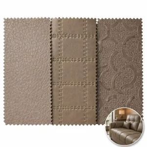 Customized Artificial Faux Leather Fabric PU PVC Microfiber Glitter Ostrich Synthetic Leather Roll for Clothing Bags Sofa