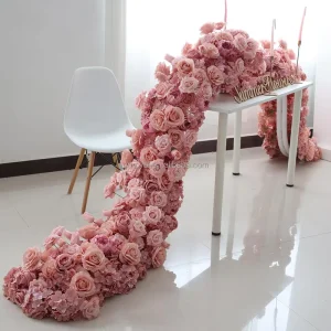 Customized Artificial Runner Flowers Wedding Table Runner Centerpieces for Decoration