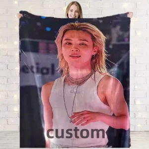 Customized B T Bangtan Boys Warm Soft Printed Flannel Plush Blanket Suitable for Sofas Beds Jimin Kpop Design Throw Fan Gift