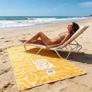 Customized Beach Towel Popular Sand Free OEM Logo Printed Beach Towels Microfiber Super Absorbent Beach Towels