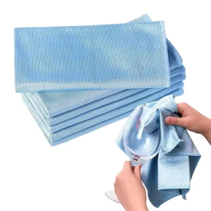 Customized Blue Microfiber Glass Towel 40*40cm 300gsm Streak-Free for Window/Car Cleaning