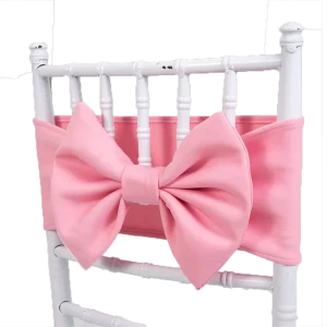 Customized Blush Pink Chair Sashes Polyester Bow Flower Chair Sashes for Banquet