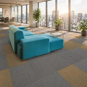 Customized Braided Loop Pile Cushioned Washable PVC Backing Carpet Tiles 50cm X 50cm