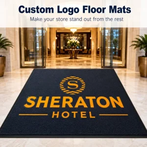 Customized Brand Logo Rubber Commercial Entrance Mat Custom Logo Doormat Printed Floor Rug Welcome Carpet for Business Entry