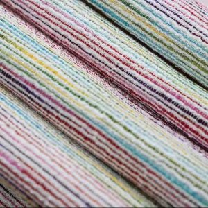 Customized Breathable 100% Polyester Fabric with Stripes Pattern Knitwear Used for Manufacturing Shoes and Bags
