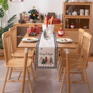 Customized Breathable Soft Washable Eco friendly Organic Cotton Table Runners Table Cloth