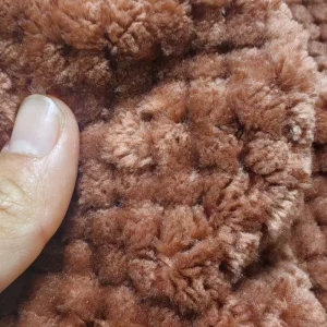 Customized Brown Black 100%Polyester Solid Jacquard Fleece Fabric Knitted Super Soft Waterproof Home Textile Makeup