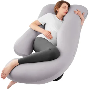 Customized Color Light Grey Pregnancy Pillows U Shaped Cooling Full Body Pillow Maternity Pillow for Side Sleeper