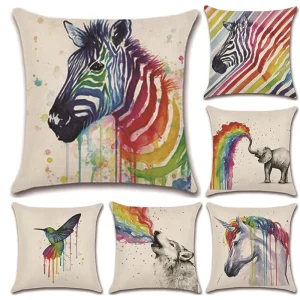 Customized Colored Drawing Animal Design Photo Decorative Pillow 18*18 Inches Sofa Throw Pillow for Home and Hotel