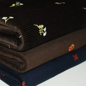 Customized Colorful Pattern Washed Thick 100 Cotton 8w 14w Embroidery Corduroy Fabric for Clothes