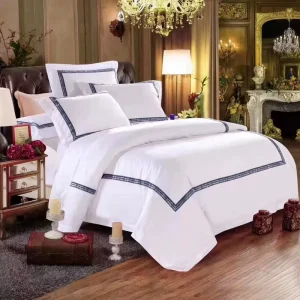 Customized Comforter Set Queen Size Hotel Linen Embroidery White Bedsheets Bedding Set