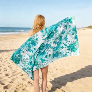 Customized Custom Logo Quick Dry Sand Free Recycled Striped Towels Microfiber Print Swimming Oversized Large Stripe Beach Towel
