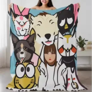 Customized Cute Cartoon Sofa Blankets for Home Decoration Soft Flannel Fleece Throw Blankets for Home Decor