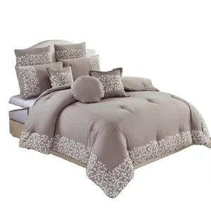 Customized Design 100% Polyester Microfiber Bedding Sets 7 Pieces Comforter Luxury Embroidery Comforter Sets Bedding