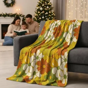 Customized Design 280 GSM White Blank Polar Flannel Eco Friendly Plant Floral Character Throw Blanket Personalized