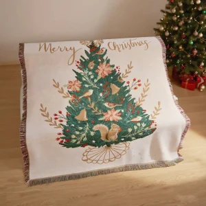 Customized Design Jacquard Throw Blanket High Quality Christmas Pattern Woven Tapestry for Home Decor