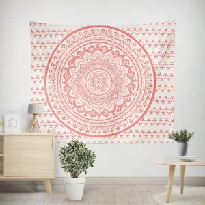 Customized Digital Printed Indian Hippie Bohemian Psychedelic Pink Mandala Tapestries for Bedroom Teen Girl