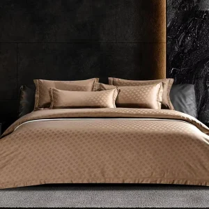 Customized Double Size Luxury Organic Cotton Bedding Set Breathable Sateen Striped Flat Bed Sheet Pillowcase Reversible Duvet