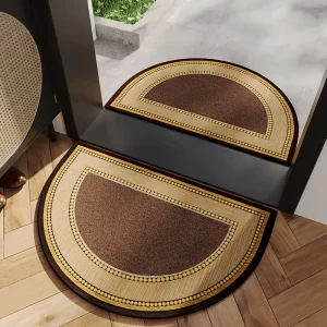 Customized Eco Friendly Thick Super Absorbent Non Slip Dirt Resistant Semi Round Luxury Woven Door Mat for Home Outdoor Entry