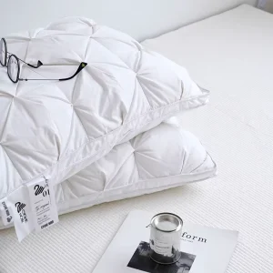 Customized Eco friendly Pressed Cotton White Goose Feather Pillow Goose Down Pillow