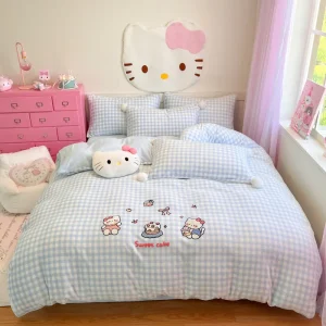 Customized Embroidered Cartoon Winter Thickened Milk Velvet Four Piece Set Double Sided Padded Student Children’s Bed Sheet