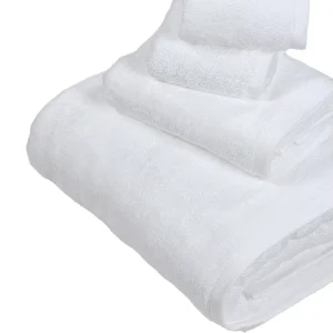Customized Embroidered Logo White Towels Sets for Spa 100% Cotton Terry Luxury Bath Towel
