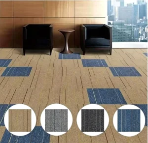 Customized Fireproof Anti Slip Tufted Polypropylene Square Carpet Tiles for Modern Soft Padded Home Office