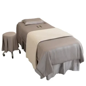 Customized Gray Beauty Salon Bed Sheet Sets Massage Table Skirt Facial Valance Bed Cover With Face Hole