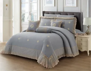 Customized High-End Light Luxury Microfiber Fabric Jacquard Eco-Friendly Solid Color Quilt Cover Bedding Sets