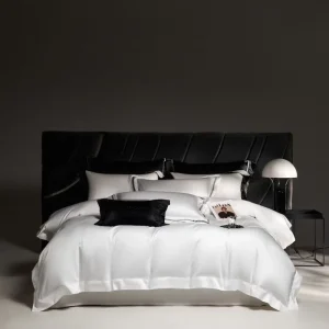 Customized High Grade 100% Cotton Home Textiles White Solid Color Bed Sheets 4pcs Duvet Cover Bedding Set