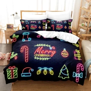 Customized High Grade Christmas Bedsheet Red Holiday Decoration ODM/OEM 3D Printing Microfiber Polyester Duvet Cover Bedding Set