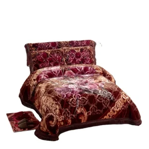Customized High Quality 100% Polyester 4pcs Raschel Blanket Sets
