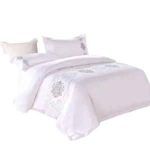 Customized Hotel Bedding 300tc 100% Cotton Anti-Pilling Embroidered Traditional Chinese Quilt Cover Sheet Pillow Case