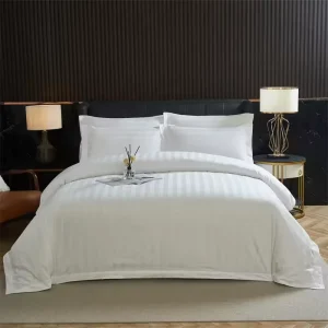 Customized Hotel Quality 100% Cotton 300TC All-Season Durable & Eco-Friendly Bed Sheet Set Fitted Sheet Flat Sheet Pillow Cases