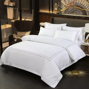 Customized Hotel Quality Duvet Cover Set with Pillow Case Cotton Embroidered Designs Simple Woven Style Custom Sizes Available