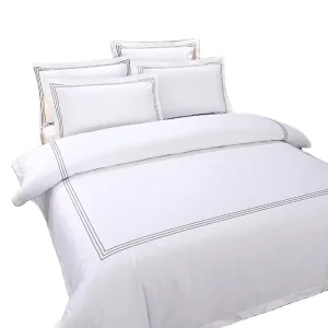 Customized Hotel Quality Duvet Cover Set with Pillow Case Cotton Embroidered Designs Simple Woven Style Custom Sizes Available