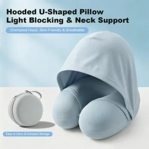 Customized Ice Silk U Shape Memory Foam Hooded Neck Pillow Portable Gifts Airplane Office Sleep Massage Support Outdoor Travel