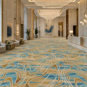 Customized Indoor Wall to Wall Stain Resistant Machine Made Anti-Slip Nylon Printed Floor Carpet for Hotel Cinema Dining Room
