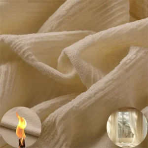Customized Inherent Flame Retardant Polyester Knitted Voile Curtain Fabric Fire Retardant Jacquard Sheer Fabric for Hotel