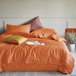 Customized Knitted 4 Piece Comforter Set 100% Cotton 300tc Thread Count European American Style Solid Color Water