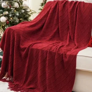 Customized Large Diamond Shaped Knitted Blanket Tassels Thickened High End Office Sofa Bed Luxury Throw