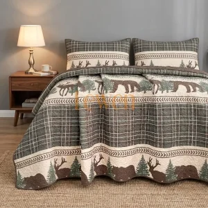 Customized Lightweight Solid Quilted Eco Friendly Polyester Microfiber 3 Piece Bedding Set
