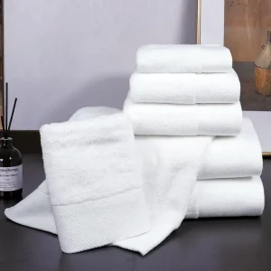 Customized Logo 100% Cotton White 500-650Gsm Terry Cotton Bath Towels Set Quick Dry Lightweight Comfortable for Hotels