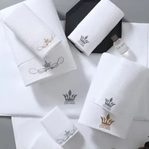 Customized Logo Embroidered Hotel Towels White Cotton Bath Washcloths Handkerchief Towels
