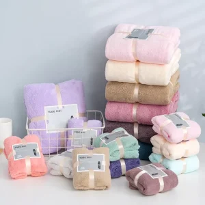Customized Logo Luxury Hotel Microfiber Bath Sheets Set Natural Colorful Coral Fleece Quick-Dry Feature