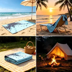 Customized Logo Microfiber Beach Towel Sand Free Custom Print Small MOQ Outdoor Multi-purpose Towel