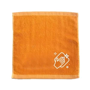 Customized Logo Orange Embroidered Eco Friendly Sports Pattern Hand Cotton Towel with Small Towels for Home Use