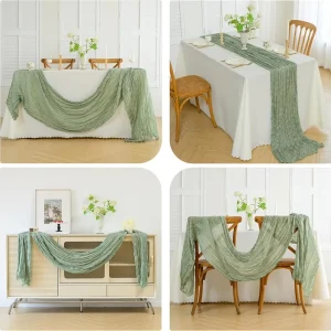 Customized Luxurious Sheer Cheesecloth European American Style Table Runner for Wedding Decor